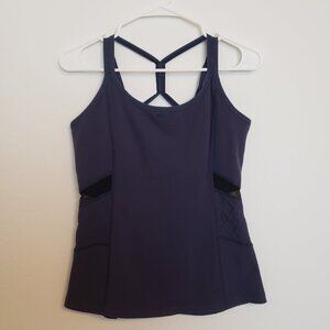 Beyond Yoga Navy Mesh Athletic Built In Bra Tank Large